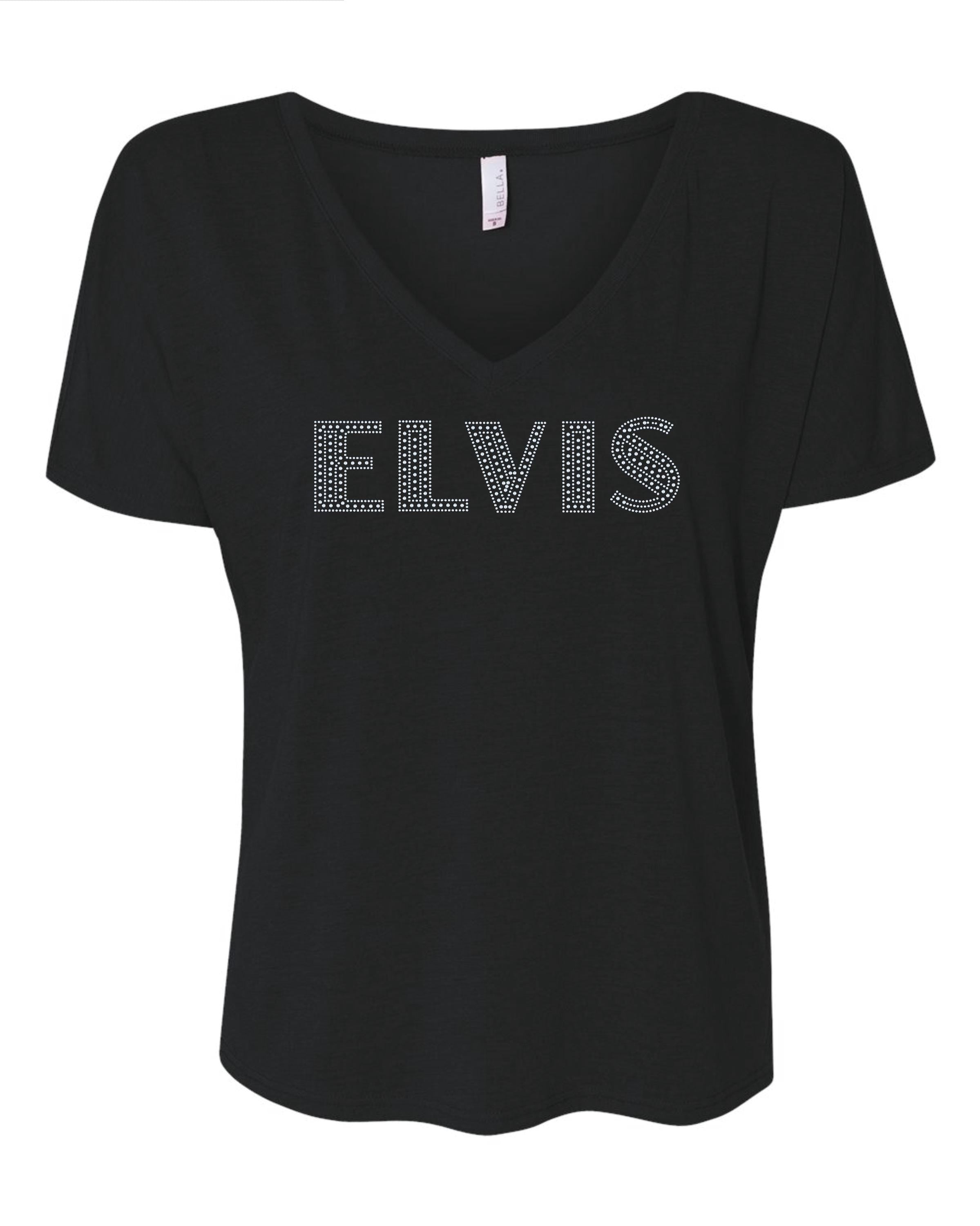 Elvis Presley Marquee MultiSize Name in Crystal Bling Tee, long sleeve or Sweatshirt! - Stitch N Bling