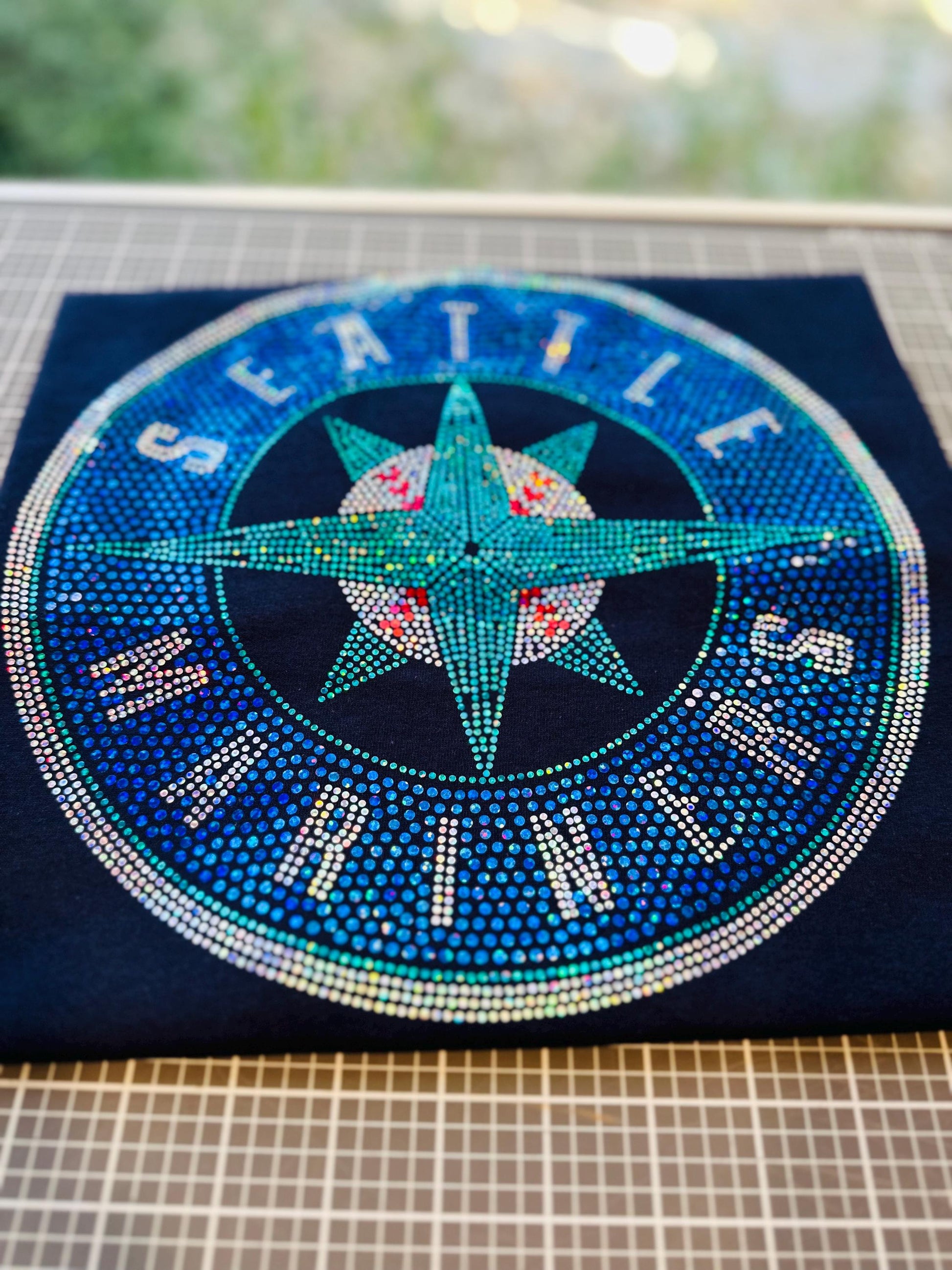 Seattle Mariners Bling / Baseball Sparkle/ Mariners Sports Bling Navy or Black Tee! Sweatshirts and Long Sleeves Available! - Stitch N Bling