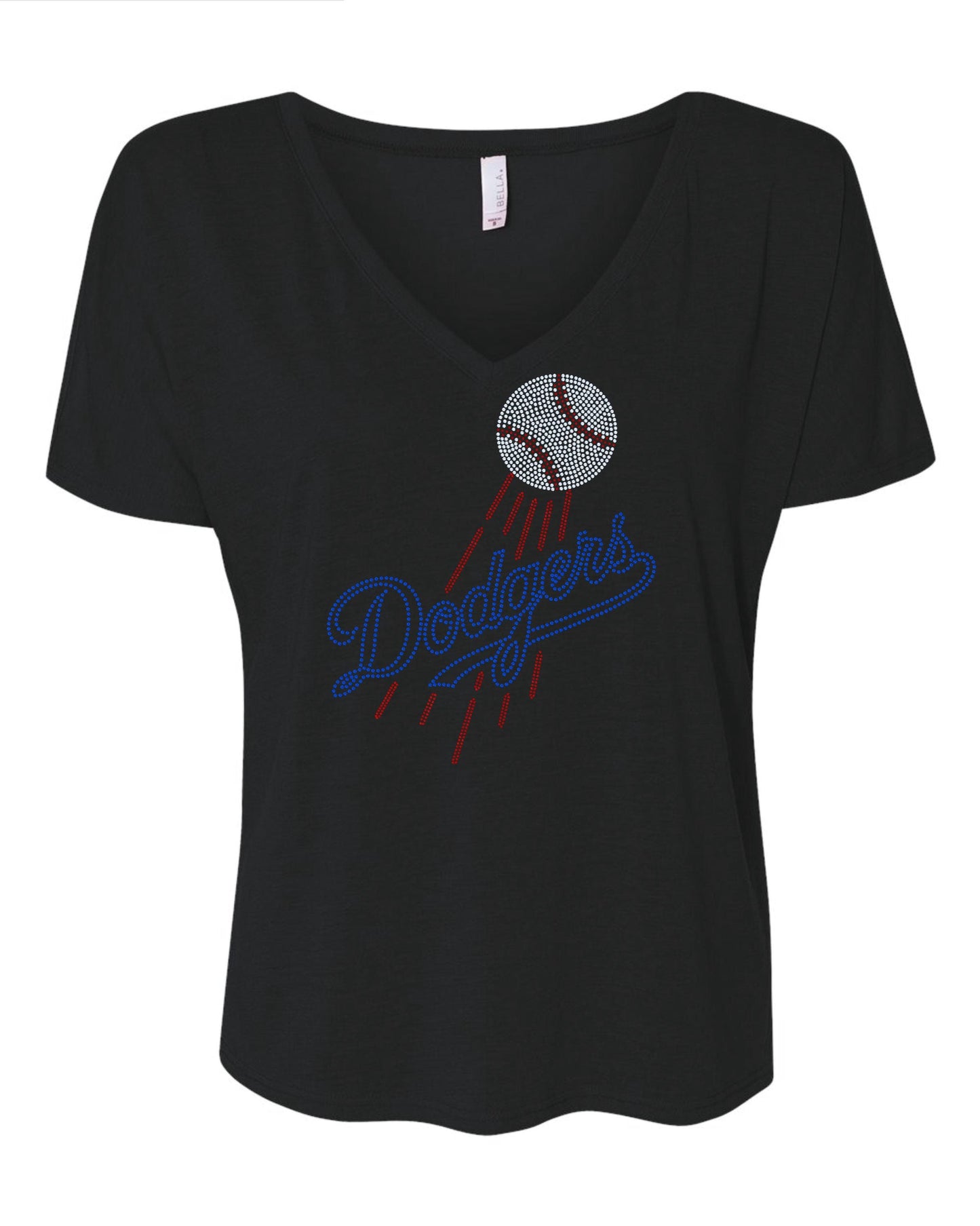 Los Angeles Dodgers Bling / Baseball Sparkle/ LA Dodgers Sports Bling Navy or Black Tee or Tank - Stitch N Bling