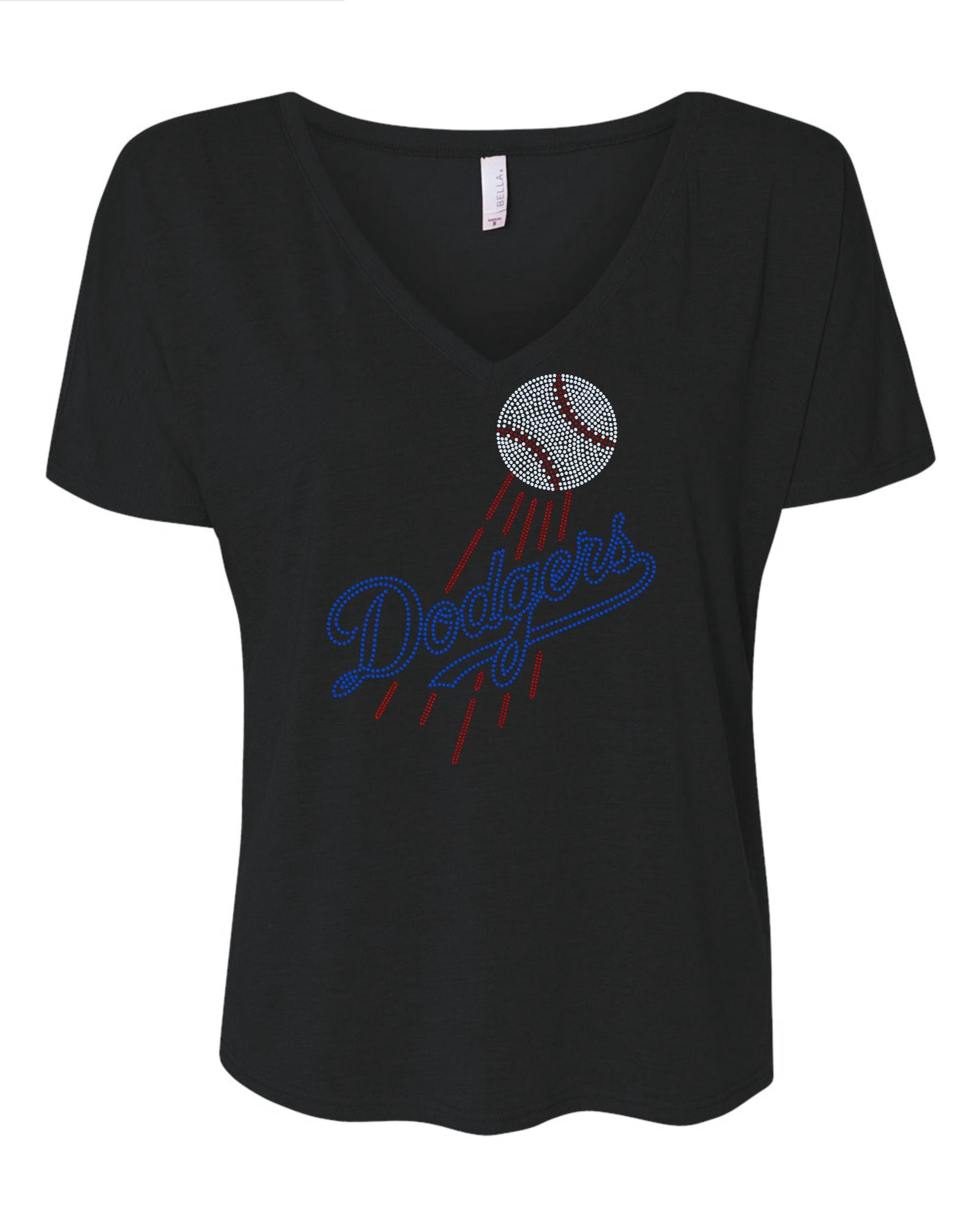 Los Angeles Dodgers Bling / Baseball Sparkle/ LA Dodgers Sports Bling Navy or Black Tee or Tank - Stitch N Bling
