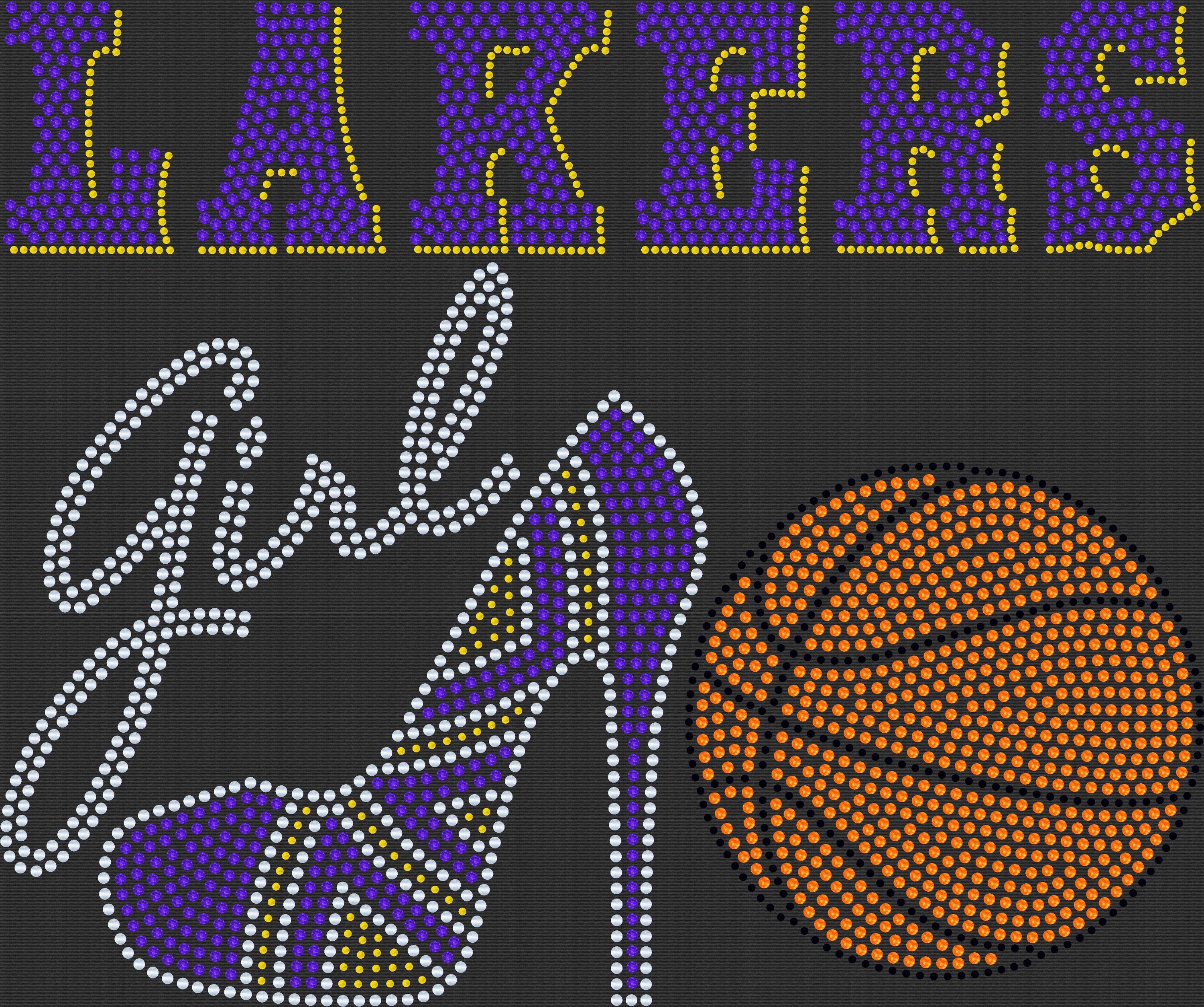 Personalized Los Angeles Lakers Bling Tee, High Heel Tennis Shoe, Lakers Girl, Personalization Optional! Long sleeve and Sweatshirts! - Stitch N Bling