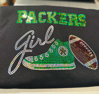 Personalized Green Bay Packers Tee, Converse Tennis Shoe, Packers Girl, Personalization Optional! Long sleeve and Sweatshirts!