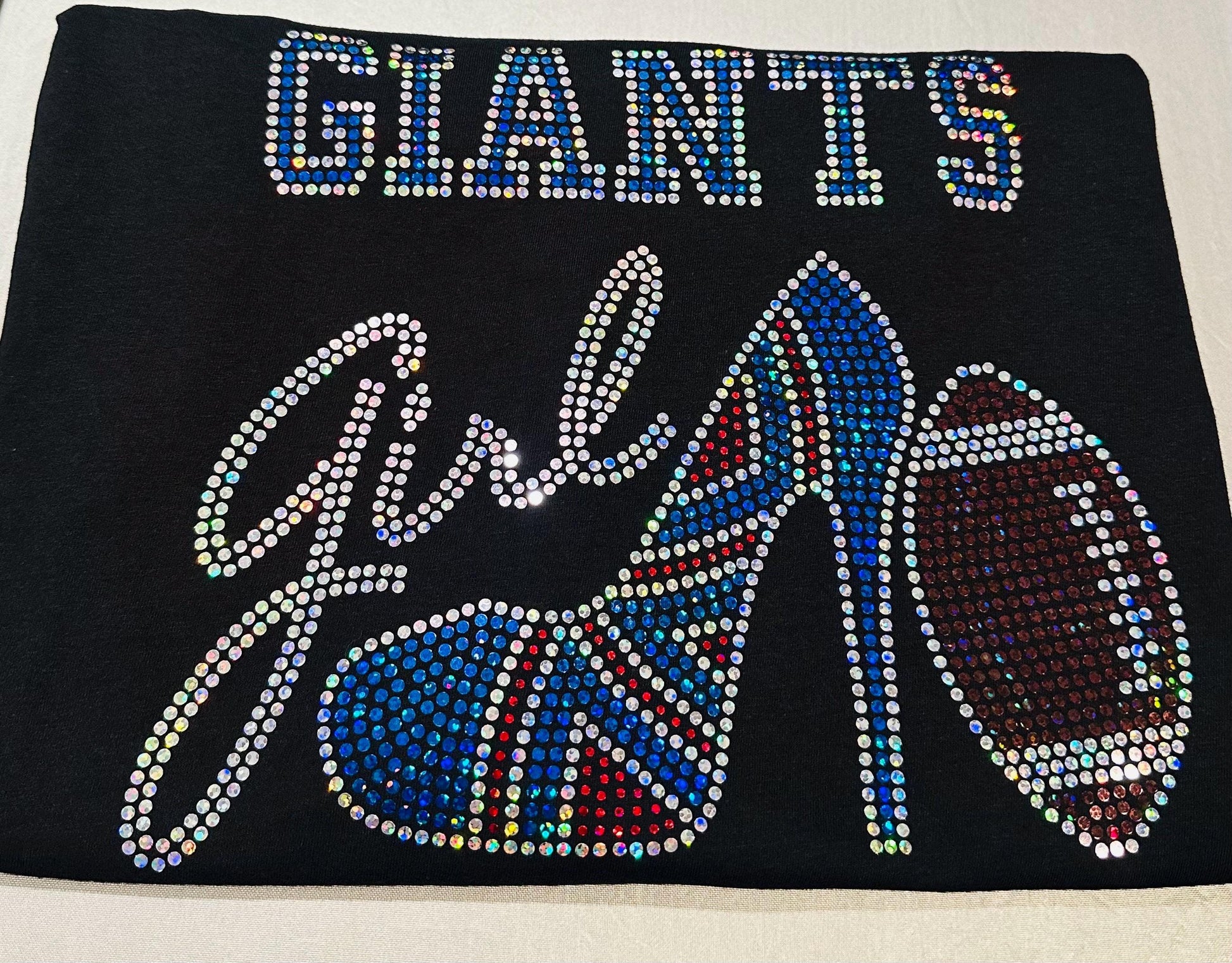 Personalized New York Giants Bling Tee, High Heel Shoe, Giants Girl, Personalization Optional! Sweatshirts and Long sleeve Available! - Stitch N Bling
