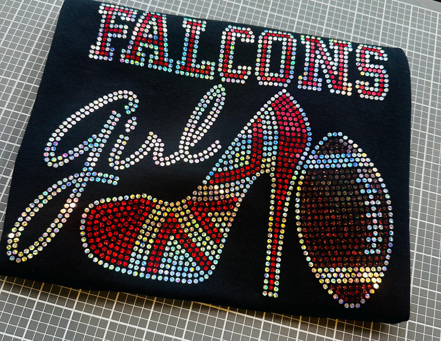 Personalized Atlanta Falcons Bling Tee, High Heel Shoe, Falcons Girl, Personalization Optional! Long sleeve and Sweatshirts! - Stitch N Bling