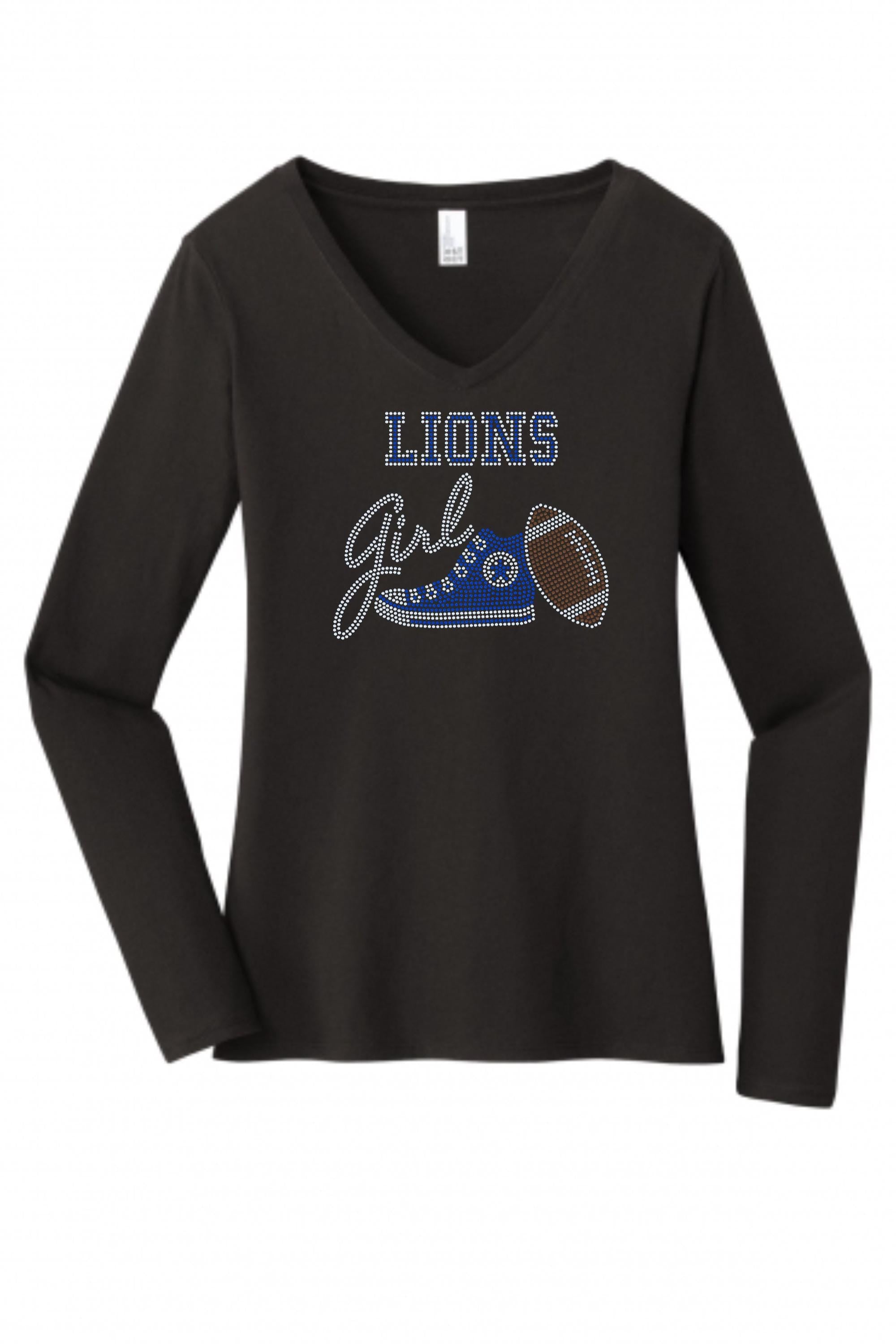 Detroit Lions Tennis Shoe Bling Tee, Detroit Michigan Football Tee, Lions Fan, Personalization Optional! Sweatshirts/Long sleeve Available! - Stitch N Bling