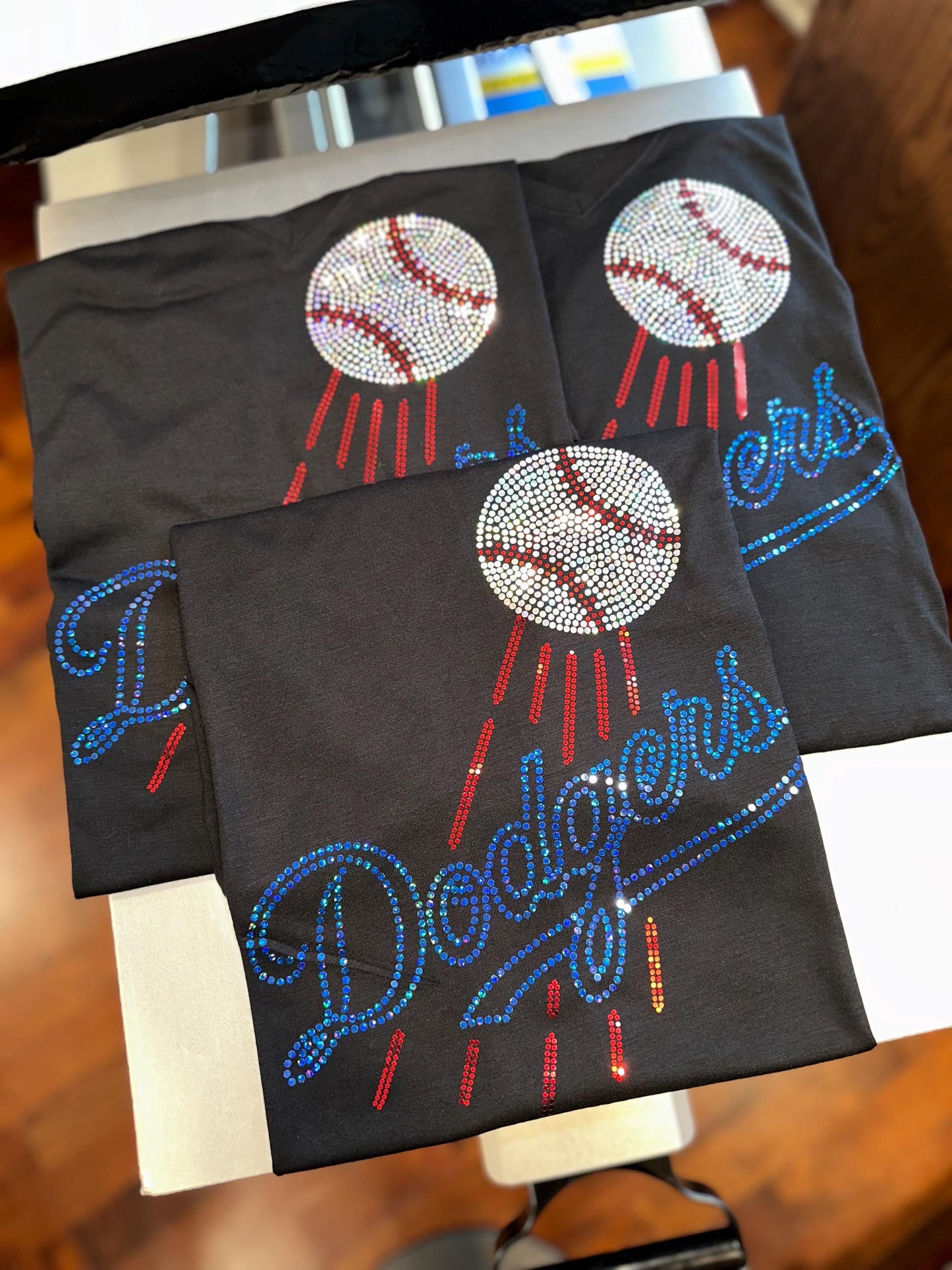 Los Angeles Dodgers Bling / Baseball Sparkle/ LA Dodgers Sports Bling Navy or Black Tee or Tank - Stitch N Bling