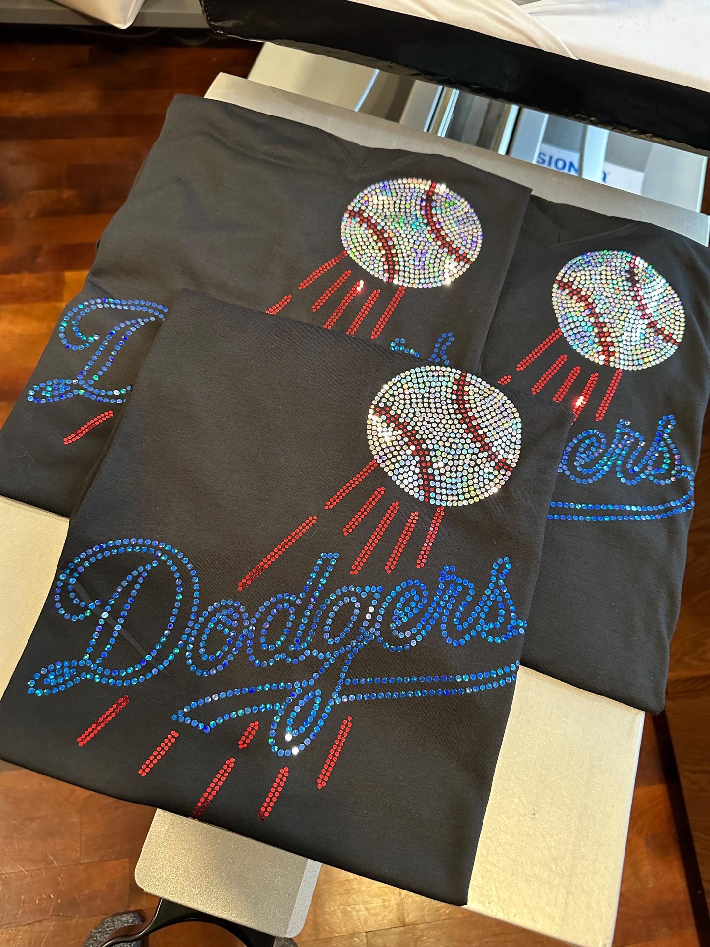 Los Angeles Dodgers Bling / Baseball Sparkle/ LA Dodgers Sports Bling Navy or Black Tee or Tank - Stitch N Bling