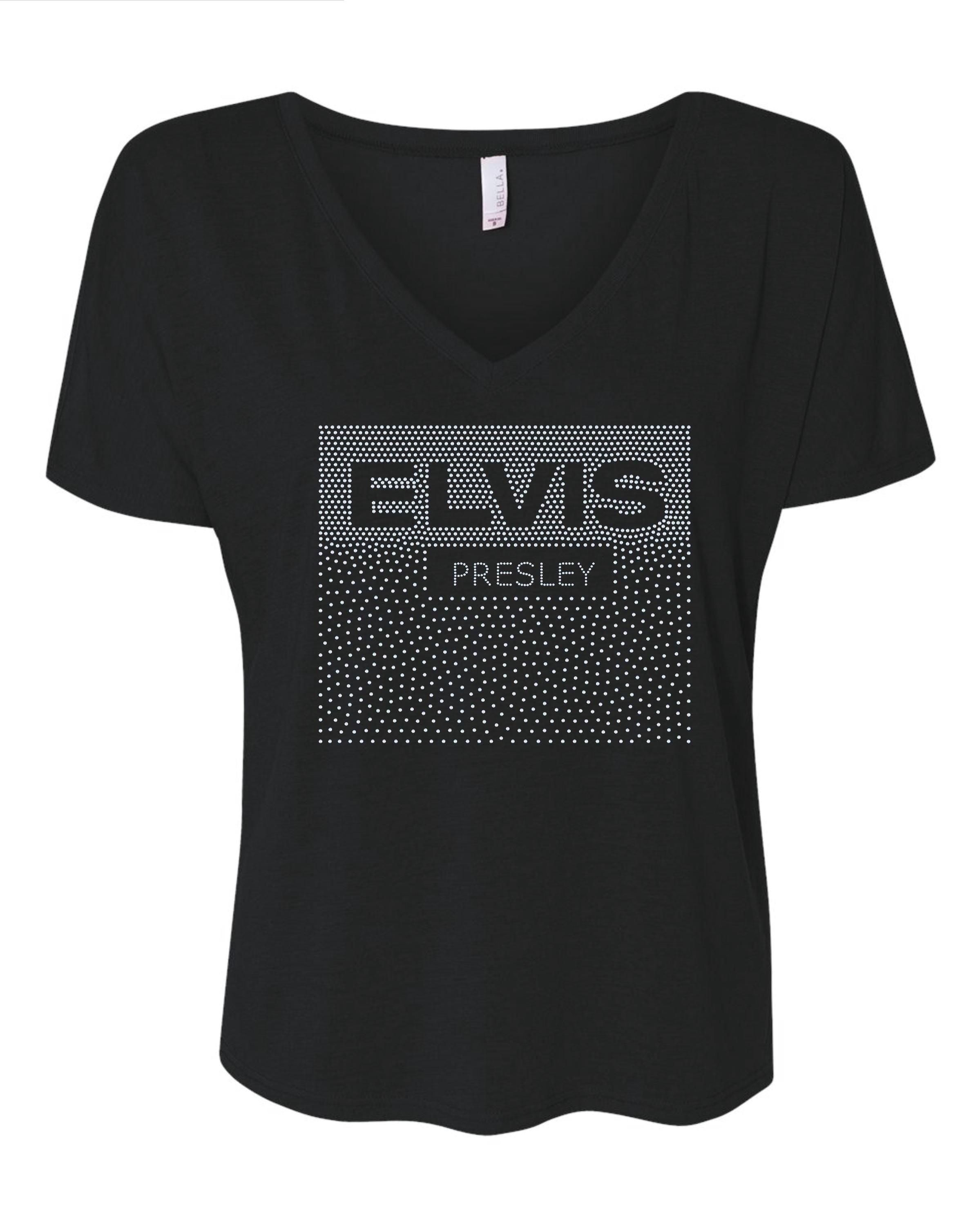 Elvis Presley Name Scatter Bling Tees, Elvis BLING Spangle Tees, Long Sleeves, Sweatshirts! TCB, King of Rock n Roll! - Stitch N Bling
