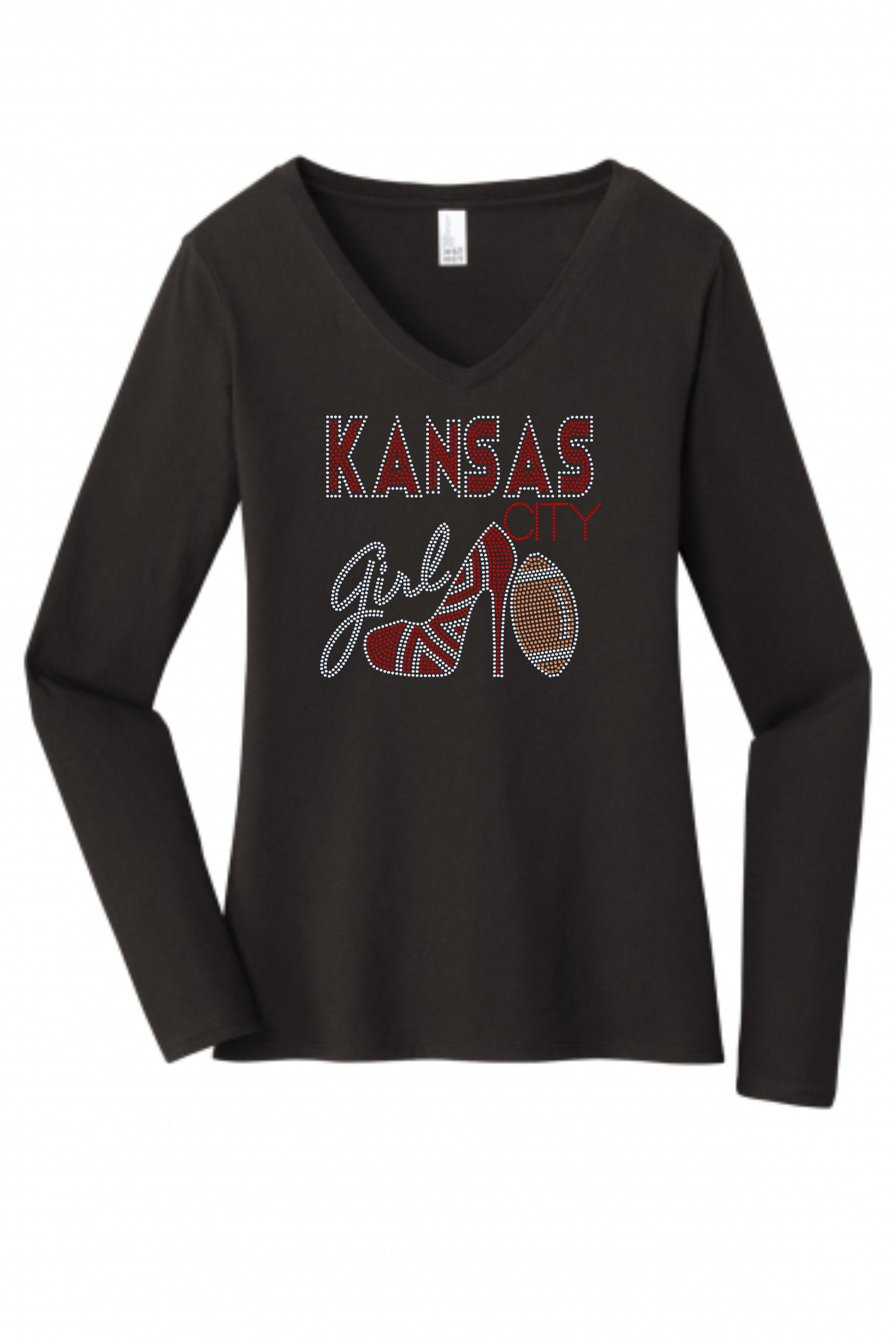 Personalized Kansas City Bling Tee, High Heel Shoe, Kansas City Girl, Personalization Optional! Sweatshirts and Long sleeve Available! - Stitch N Bling