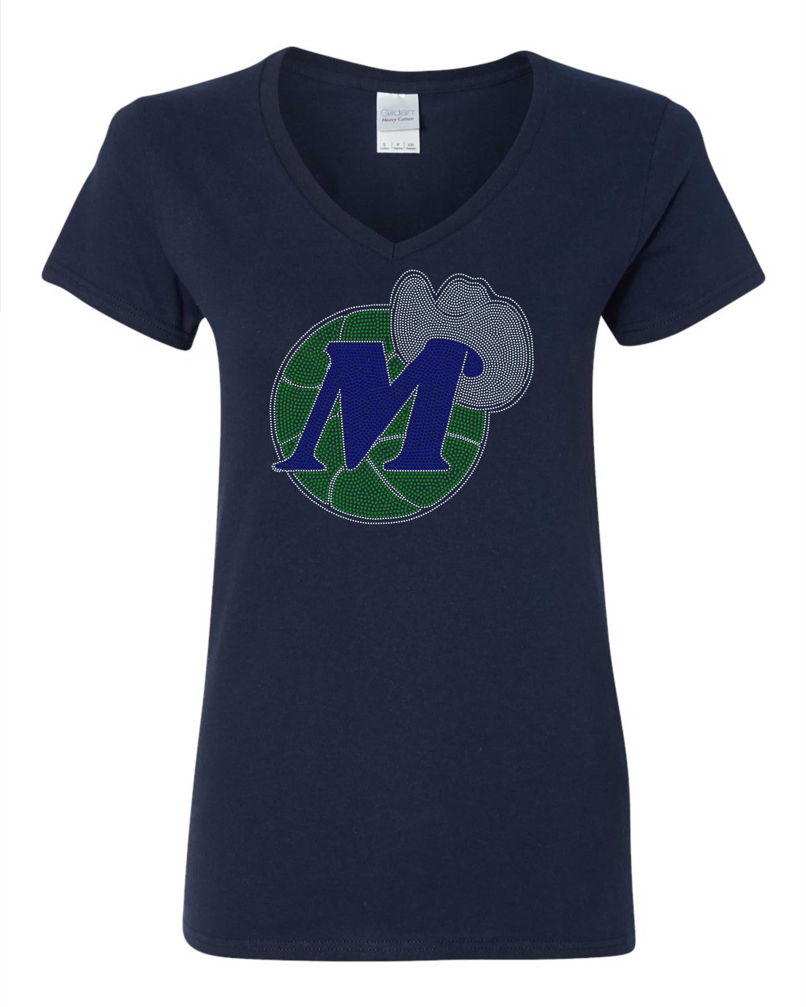 Dallas Mavericks Cowboy Hat Basketball Bling Apparel – Ladies V-Neck Tee, Unisex Crewneck, Ladies Long Sleeve V-Neck Shirt, Unisex Sweatshirt