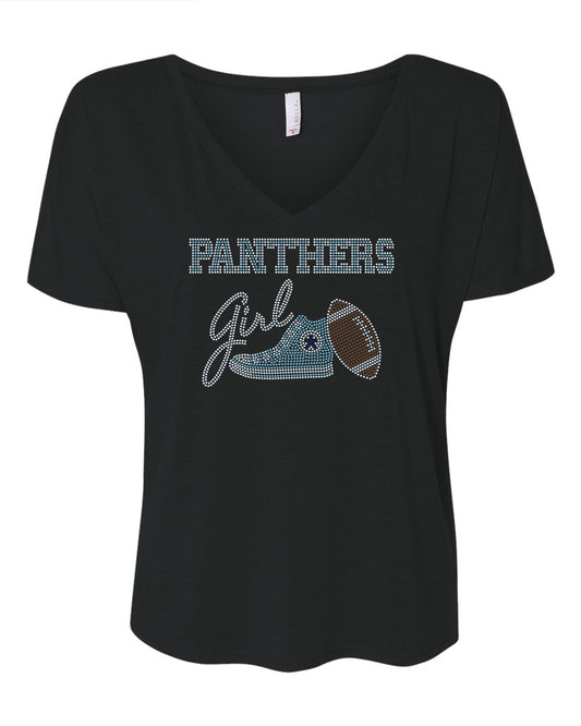 Carolina Panthers Tee, Panthers Tennis Shoe, Panthers Girl, Personalization Optional! Long sleeve and Sweatshirts! - Stitch N Bling