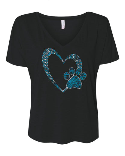 Dog Lover Bling Tee, Heart with Paw Bling Shirt, Dog Design, and Dog Lover T-Shirt, Tee, Sweatshirt