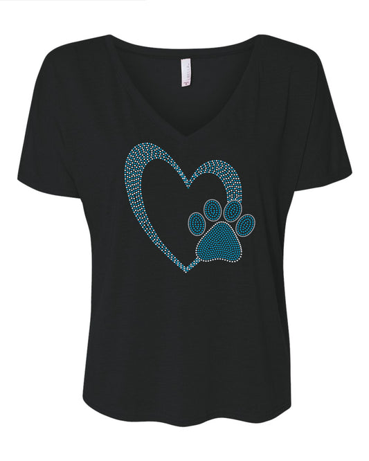 Dog Lover Bling Tee, Heart with Paw Bling Shirt, Dog Design, and Dog Lover T-Shirt, Tee, Sweatshirt
