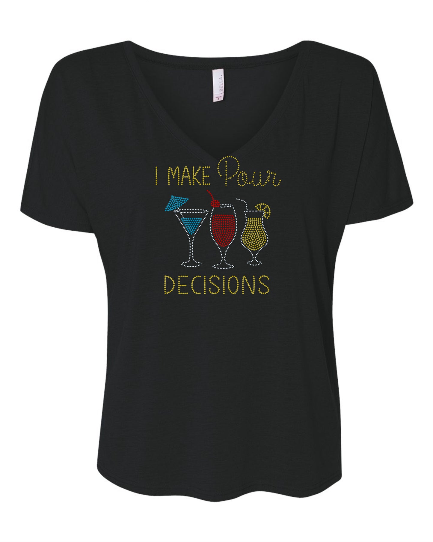I Make Pour Decisions Bling Tee, Wine Cute Tee / Fun Margarita Bling Tee Sparkly Spangle Tee or Tank Top! - Stitch N Bling