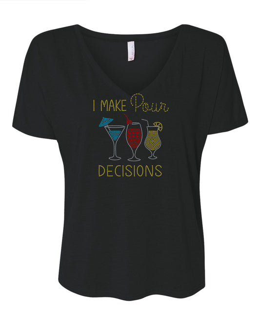 I Make Pour Decisions Bling Tee, Wine Cute Tee / Fun Margarita Bling Tee Sparkly Spangle Tee or Tank Top! - Stitch N Bling