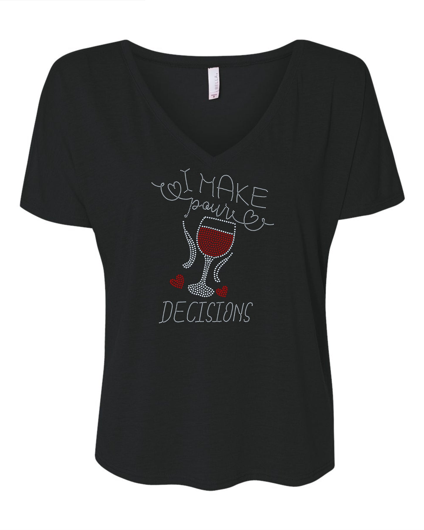 I Make Pour Decisions with Wine Glass Bling Tee, Wine Cute Tee or Tank / Fun Bling Tee Sparkly Spangle Tee - Stitch N Bling