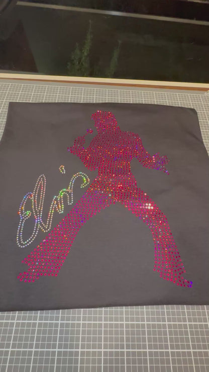 Hot Pink V-Neck or Unisex Elvis Presley Rock n Roll Bling Tee or Sweatshirt! Elvis Bling! Sweatshirts Available! Choose your color! Youth!