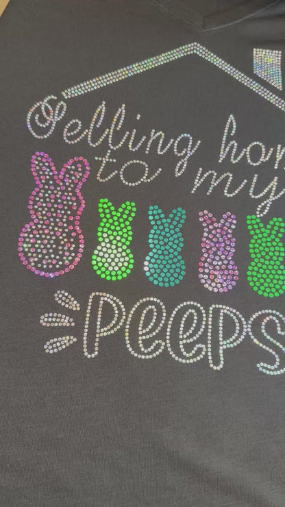 Selling Homes to My Peeps! Easter Real Estate Bling Tee / REALTOR Work Tee Sparkly Spangle Collared Tee / Bunny Rabbit Holiday Tee/ Polo Option