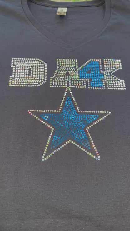 Bling Cowboy Tee/Bling Football Tee/ Texas Football / Cowboys with DAK T-Shirt