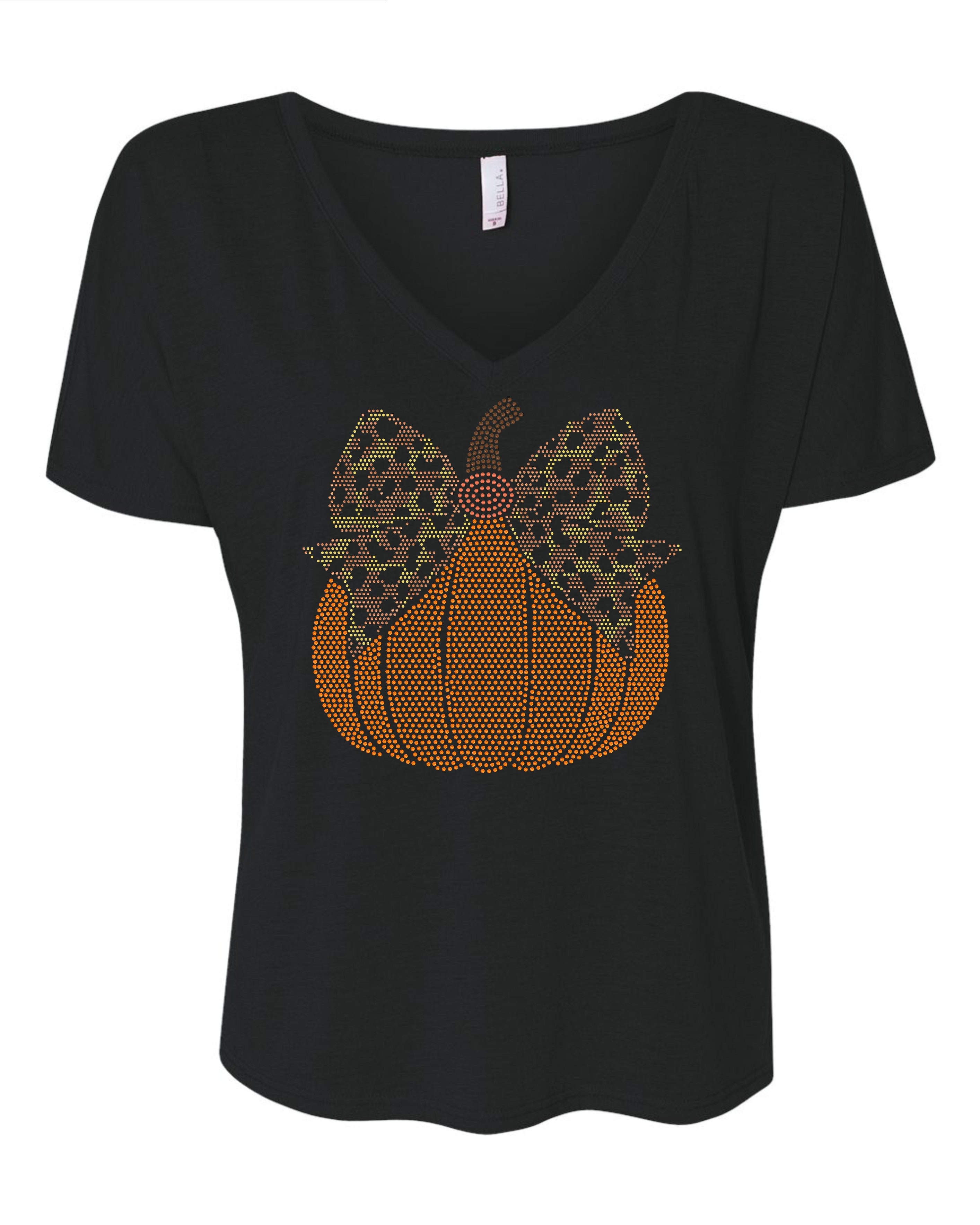 Pumpkin Sparkle Fall Bling Apparel – Ladies V-Neck Tee, Unisex Crewneck, Ladies Long Sleeve V-Neck Shirt, Unisex Sweatshirt