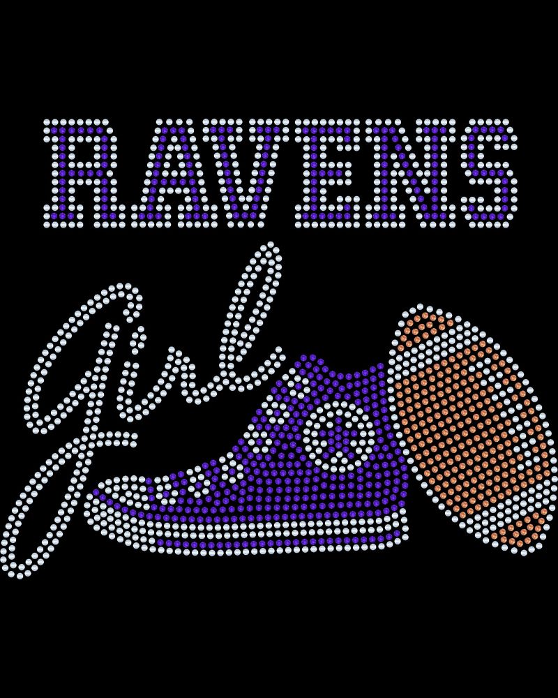 Baltimore Ravens Girl Tennis Shoe Football Bling Apparel -  Ladies V-Neck Tee, Unisex Crewneck, Ladies Long Sleeve V-Neck Shirt, Unisex Sweatshirt