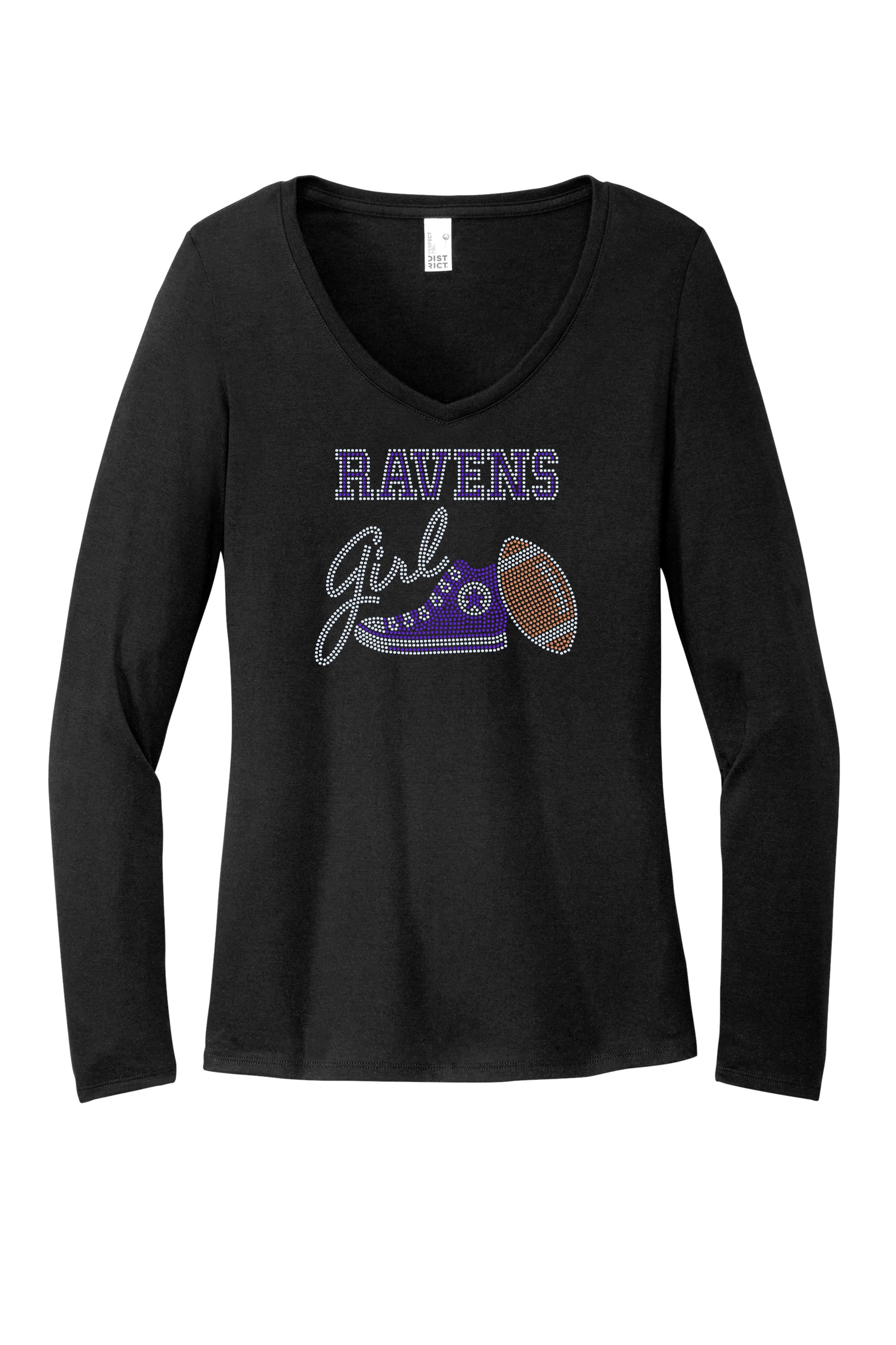 Baltimore Ravens Girl Tennis Shoe Football Bling Apparel -  Ladies V-Neck Tee, Unisex Crewneck, Ladies Long Sleeve V-Neck Shirt, Unisex Sweatshirt