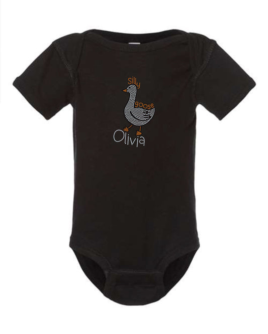 Silly Goose Onesie or Tee / Goose Bling Onesie! Baby Bling! Youth Tee / T-Shirt Bling! Free Personalization Available!