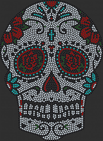 Rose Skull Spangle Transfer, Halloween Spangle Transfer, Day of The Dead Hotfix Transfer