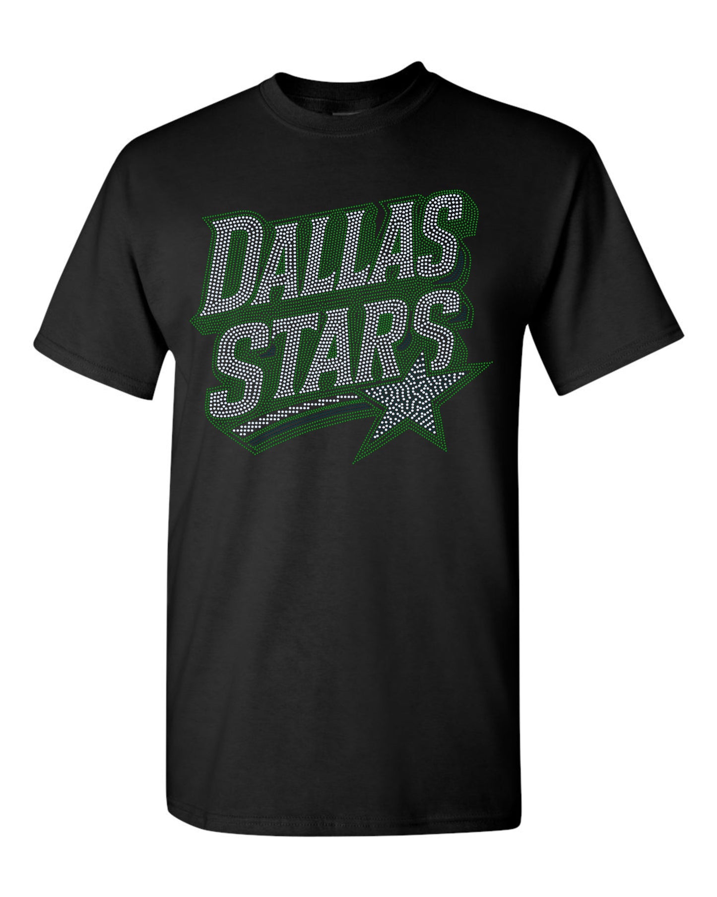 Dallas Stars Bling Tee, Hockey Bling T-Shirt, Dallas Hockey, Optional Personalization Name & Number Tee! - Stitch N Bling
