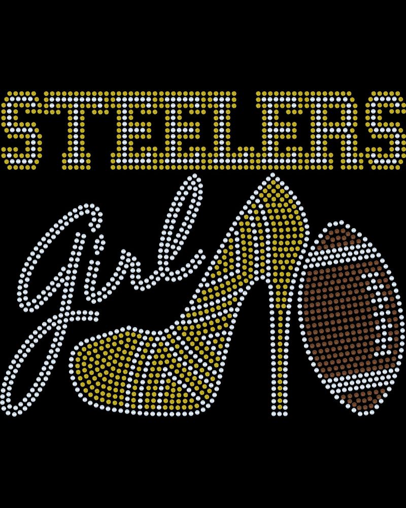 Pittsburgh Steelers Girl Tennis Shoe Football Bling Apparel -  Ladies V-Neck Tee, Unisex Crewneck, Ladies Long Sleeve V-Neck Shirt, Unisex Sweatshirt