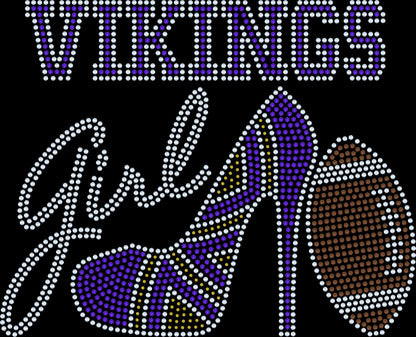 Minnesota Vikings Tee, Vikings High Heel Shoe, Vikings Girl, Personalization Optional! Long sleeve and Sweatshirts! - Stitch N Bling