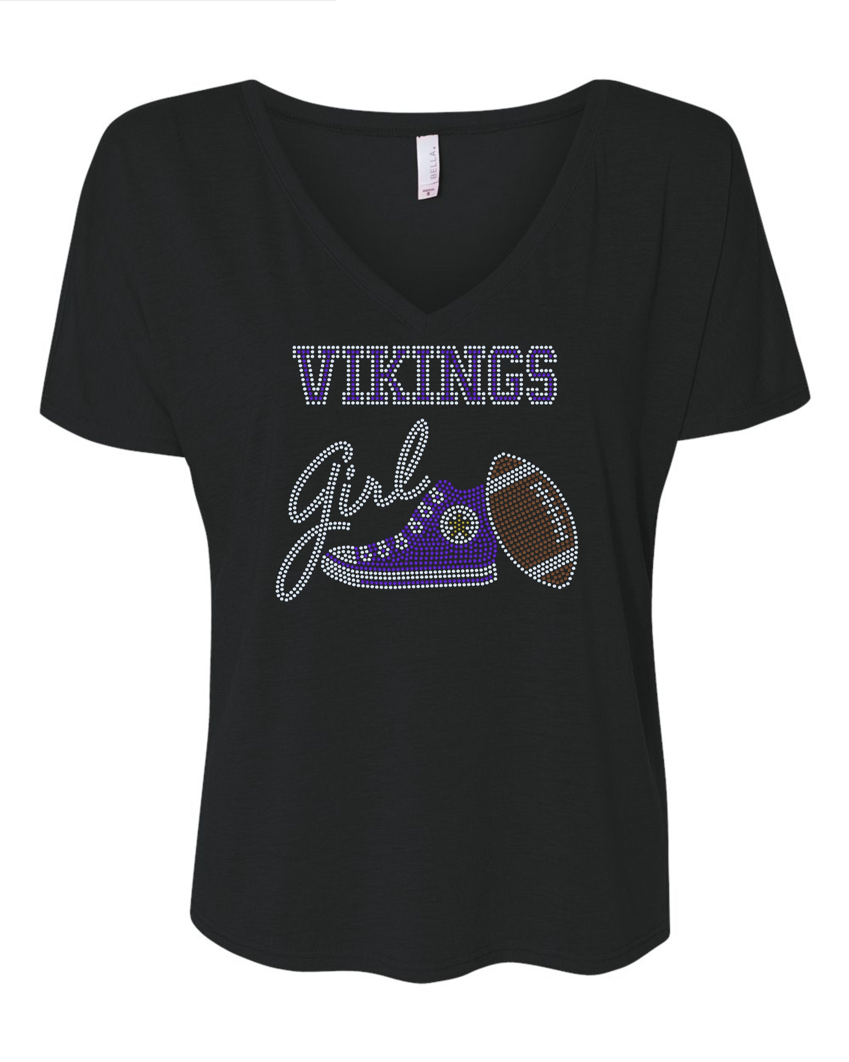Minnesota Vikings Tee, Vikings Tennis Shoe, Vikings Girl, Personalization Optional! Long sleeve and Sweatshirts! - Stitch N Bling
