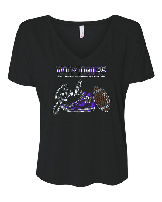 Minnesota Vikings Tee, Vikings Tennis Shoe, Vikings Girl, Personalization Optional! Long sleeve and Sweatshirts! - Stitch N Bling