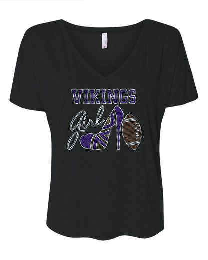 Minnesota Vikings Tee, Vikings High Heel Shoe, Vikings Girl, Personalization Optional! Long sleeve and Sweatshirts! - Stitch N Bling