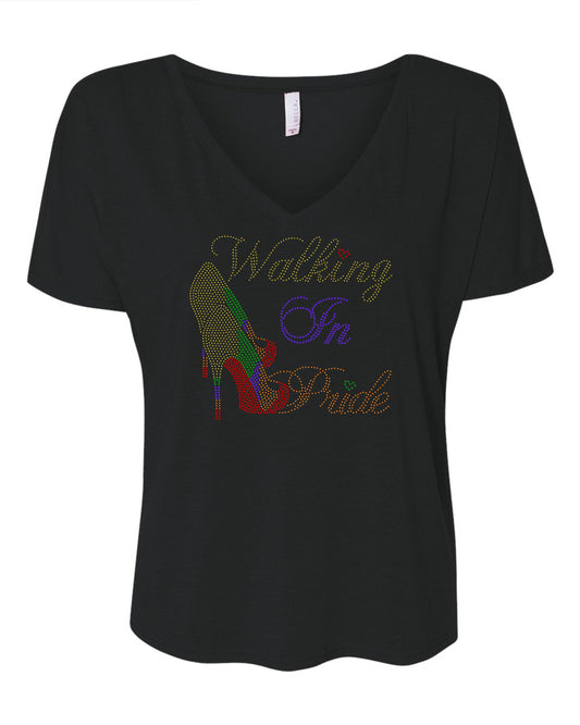 Walking in Pride Bling Tee, Sparkling Pride Bling T-Shirt, Pride High Heel Tee, Tank or Sweatshirt Available (Copy)